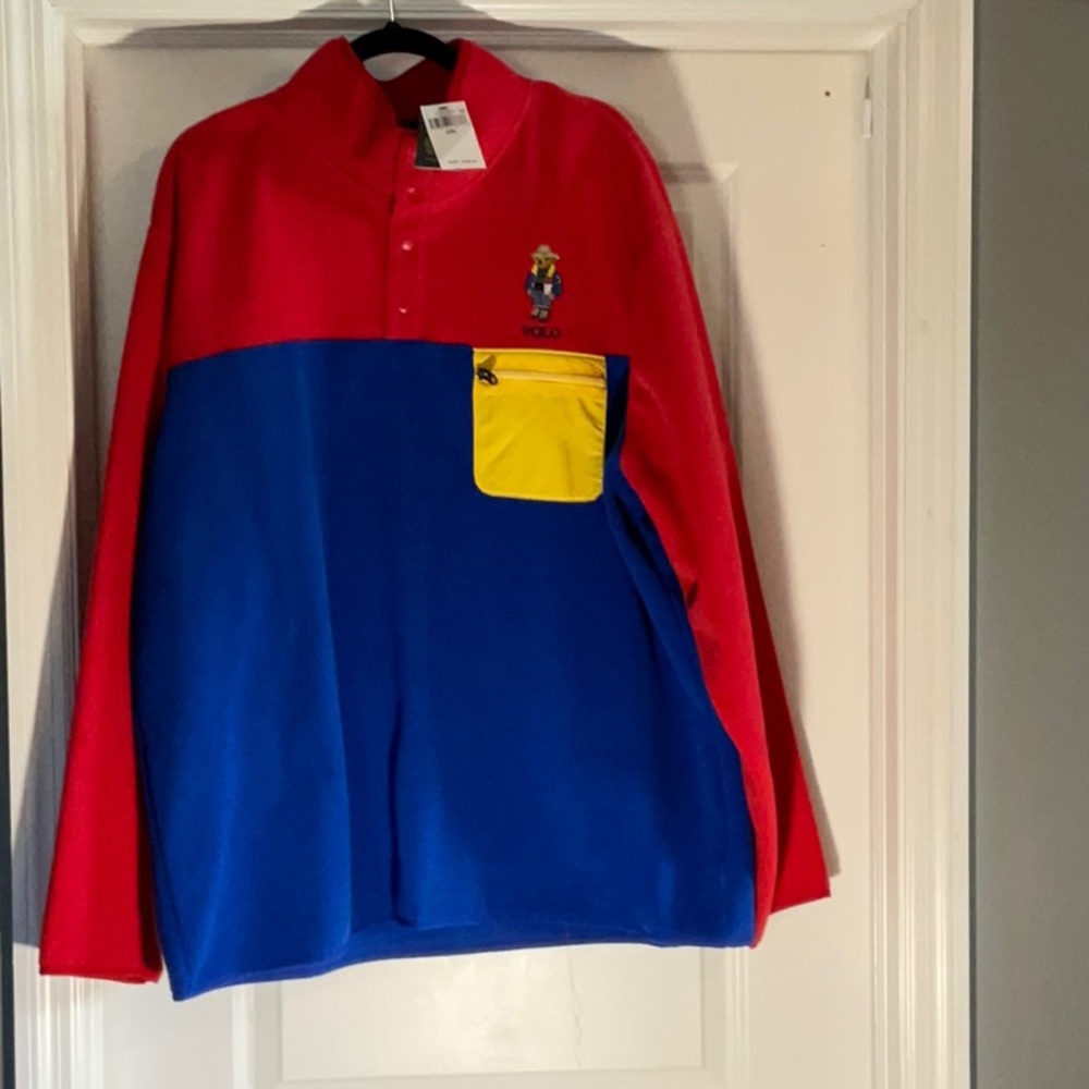 Polo Ralph Lauren Red and Blue Fleece Pullover